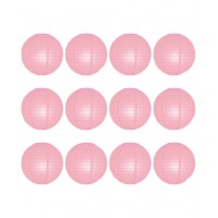 8" Paper Lantern Pink Regular Wire Value Pack (12 PCS)